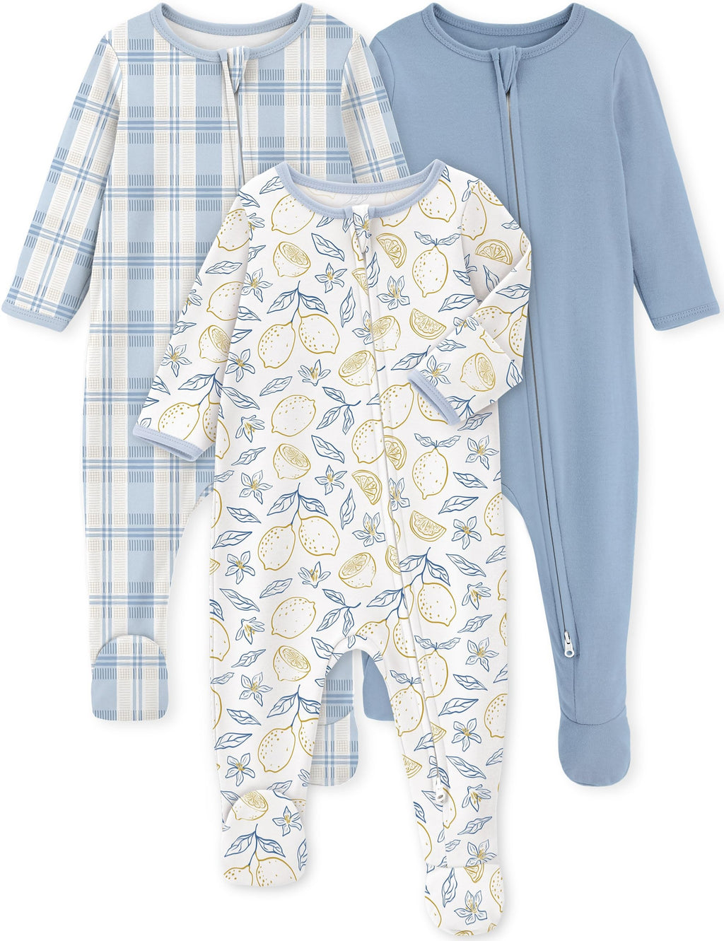 Yoofoss 3-Pack Organic Cotton Footed Pajamas for Babies