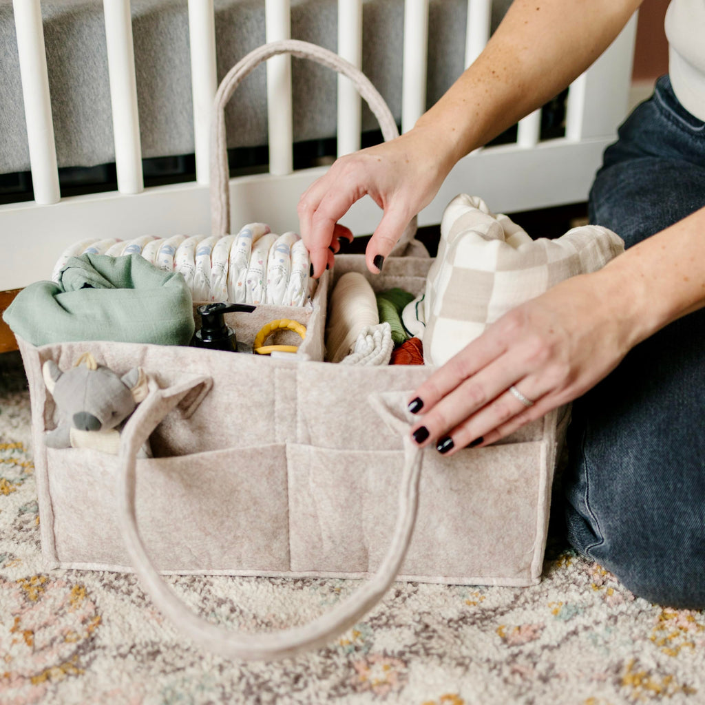 PUTSKA Portable Baby Diaper Caddy Organizer with Compartments