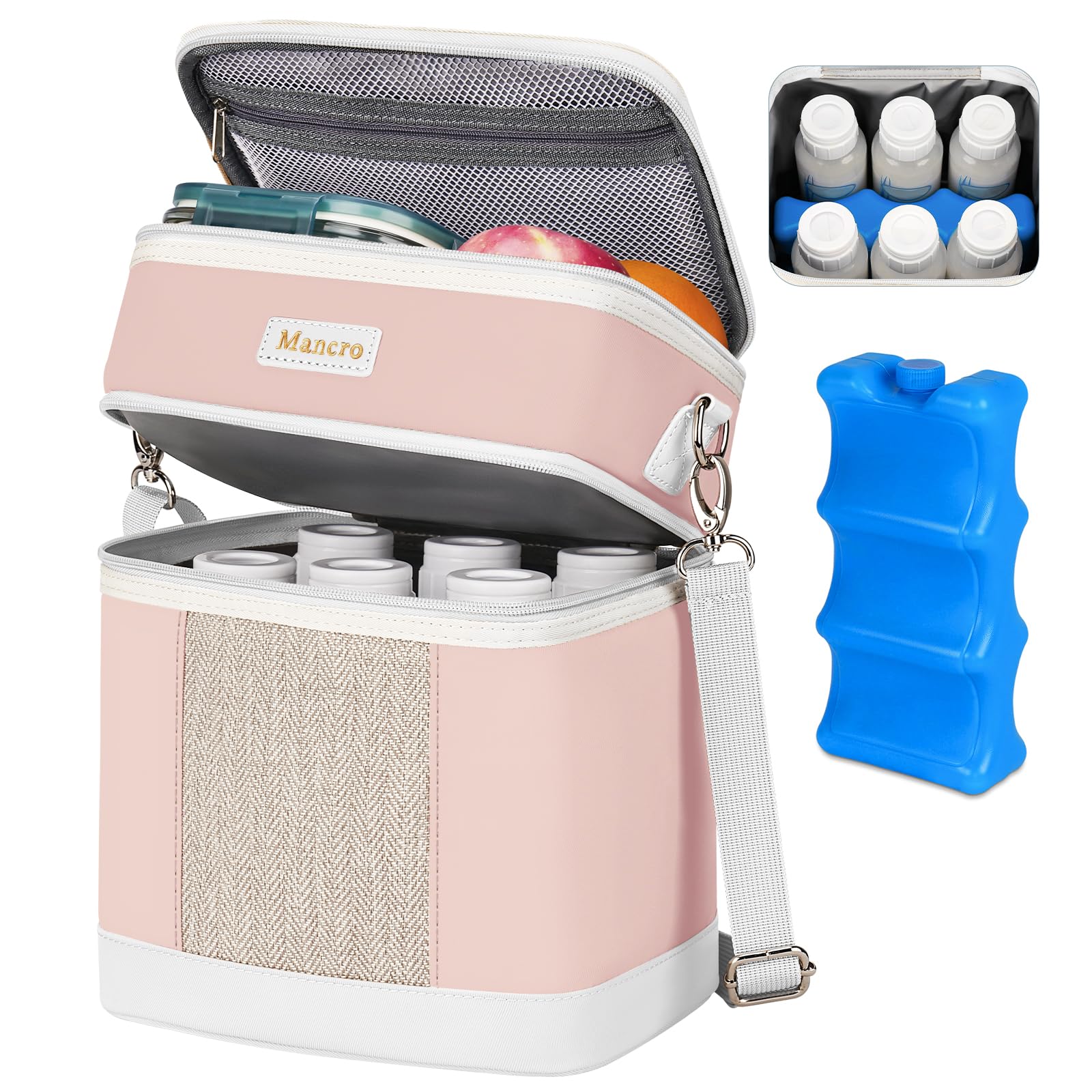 Mancro Insulated Breast Milk Cooler Bag with Ice Pack