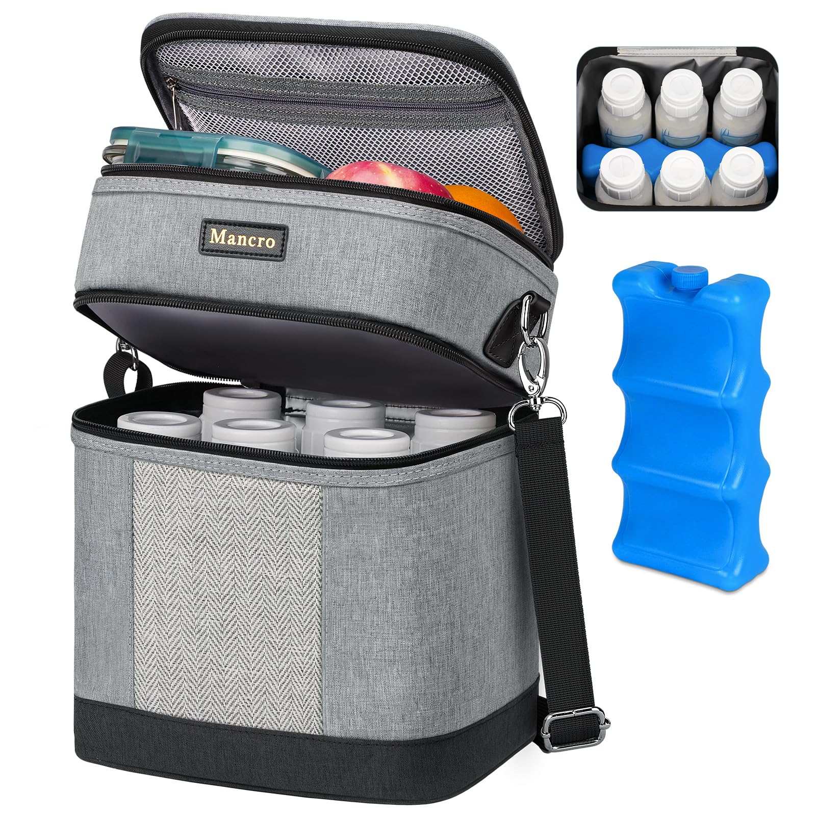 Mancro Insulated Breast Milk Cooler Bag with Ice Pack