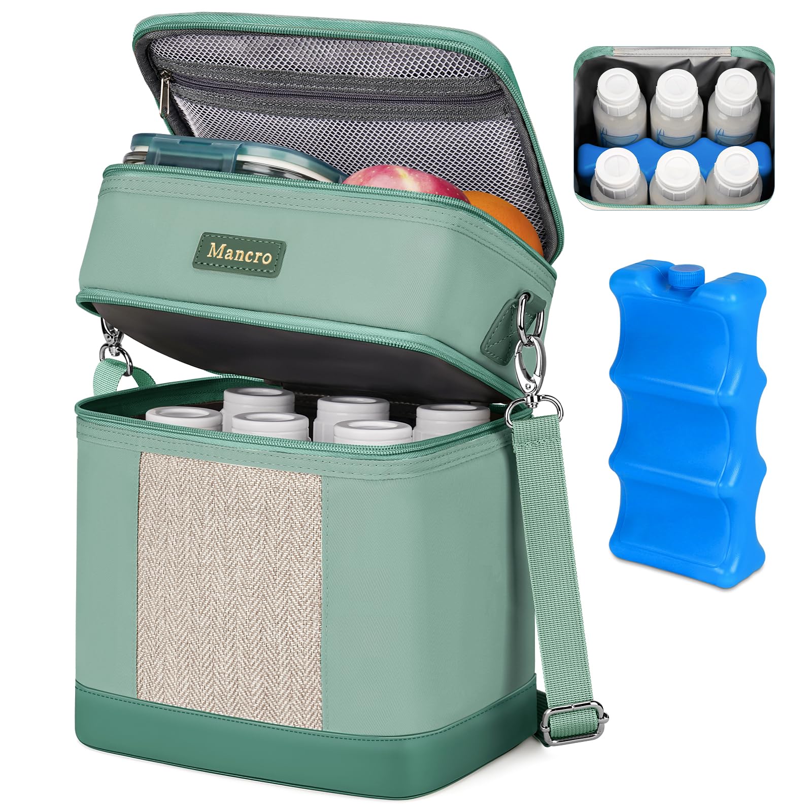 Mancro Insulated Breast Milk Cooler Bag with Ice Pack