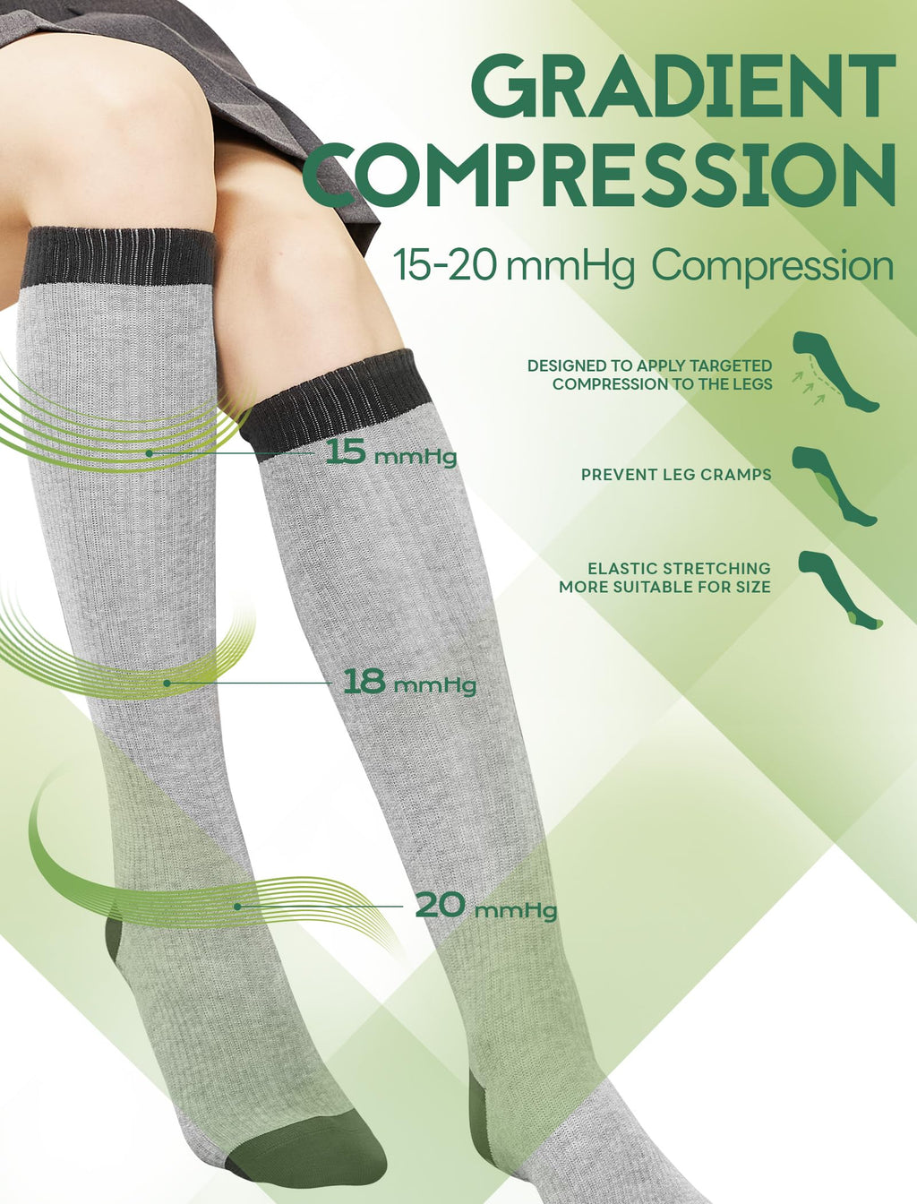 SONORAN Compression Socks for Pregnant Women (2/3 Pairs) 15-20 mmHg Bamboo Viscose Non-slip Sock for Nurses Pregnancy