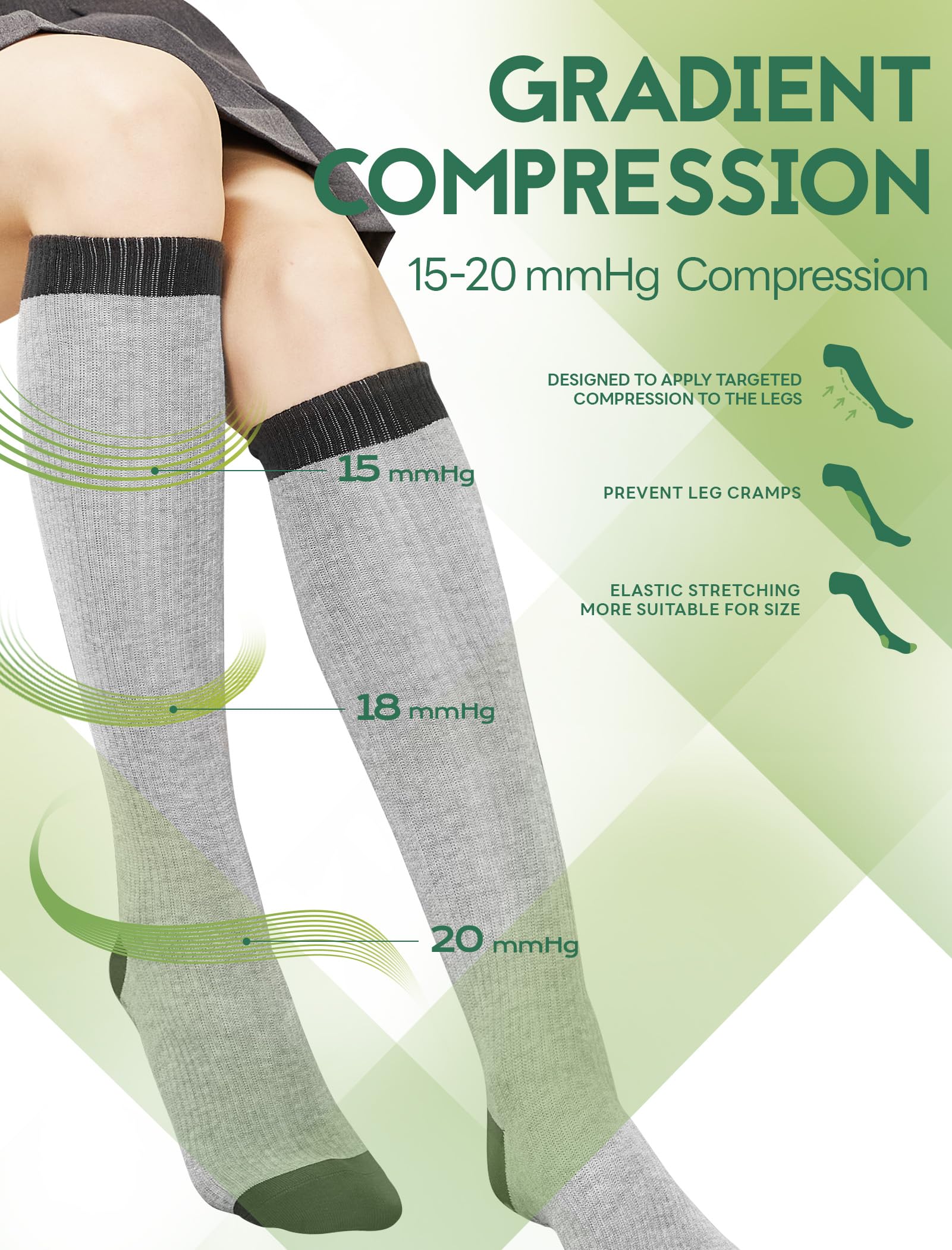 SONORAN Compression Socks for Pregnant Women (2/3 Pairs) 15-20 mmHg Bamboo Viscose Non-slip Sock for Nurses Pregnancy