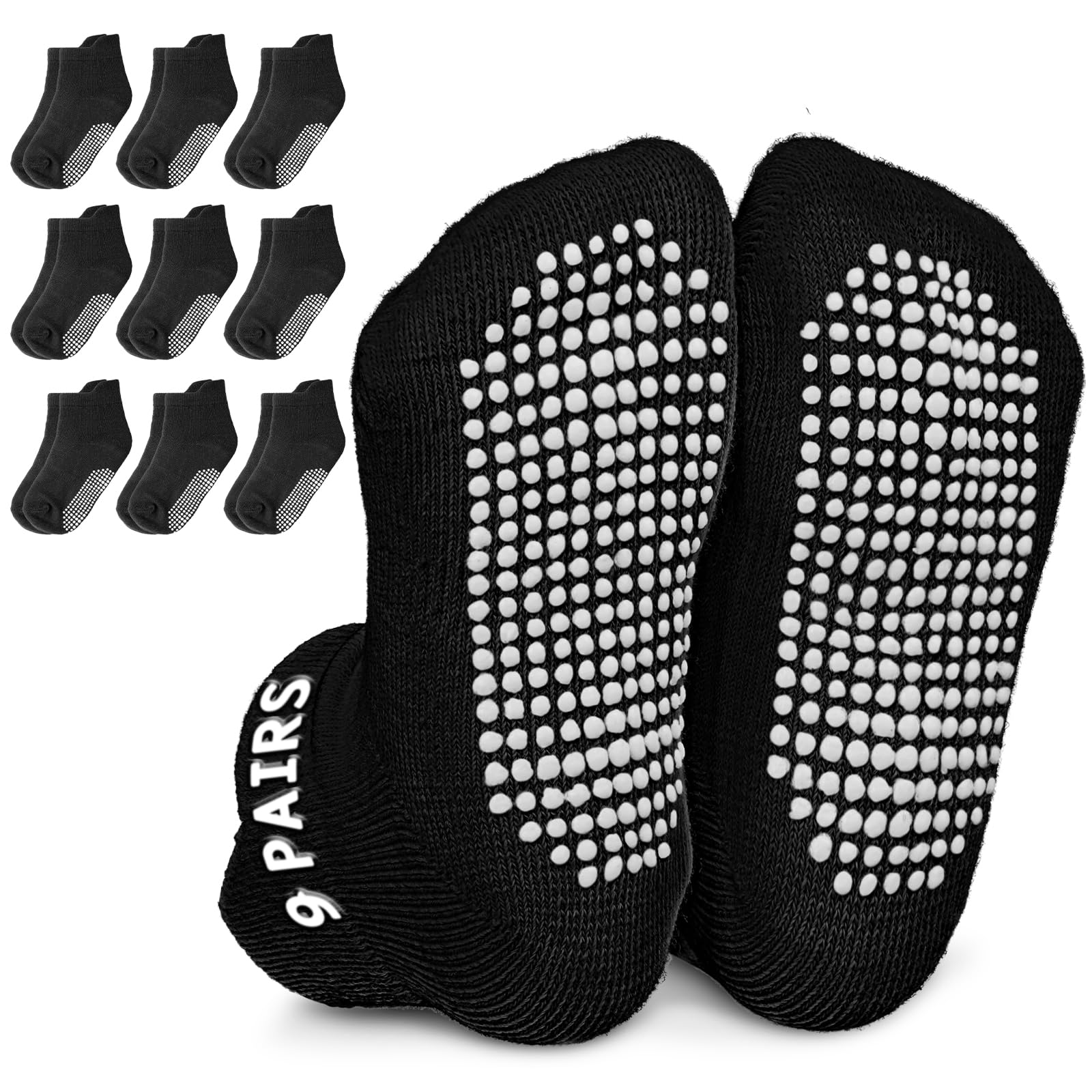 Infinno 9-Pair Non-Slip Grip Socks for Babies & Kids