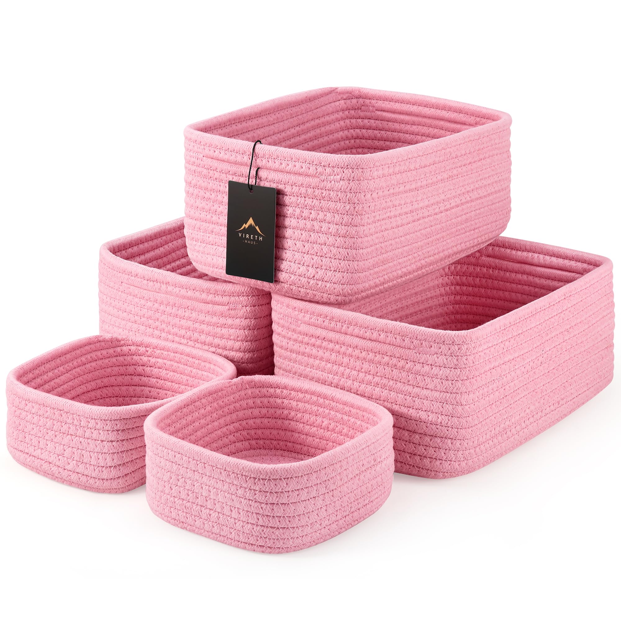 VIRETH HAUS 5-Pack Woven Rope Nursery Storage Baskets