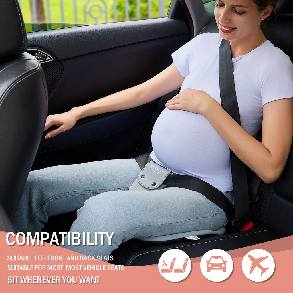 ROLROLCARE Car Seat Cushion for Pregnancy, Integrated Abdominal Pad, Elastic Breathable Fabric Reduce Belly Compression, Enhance Driving and Traveling Comfort