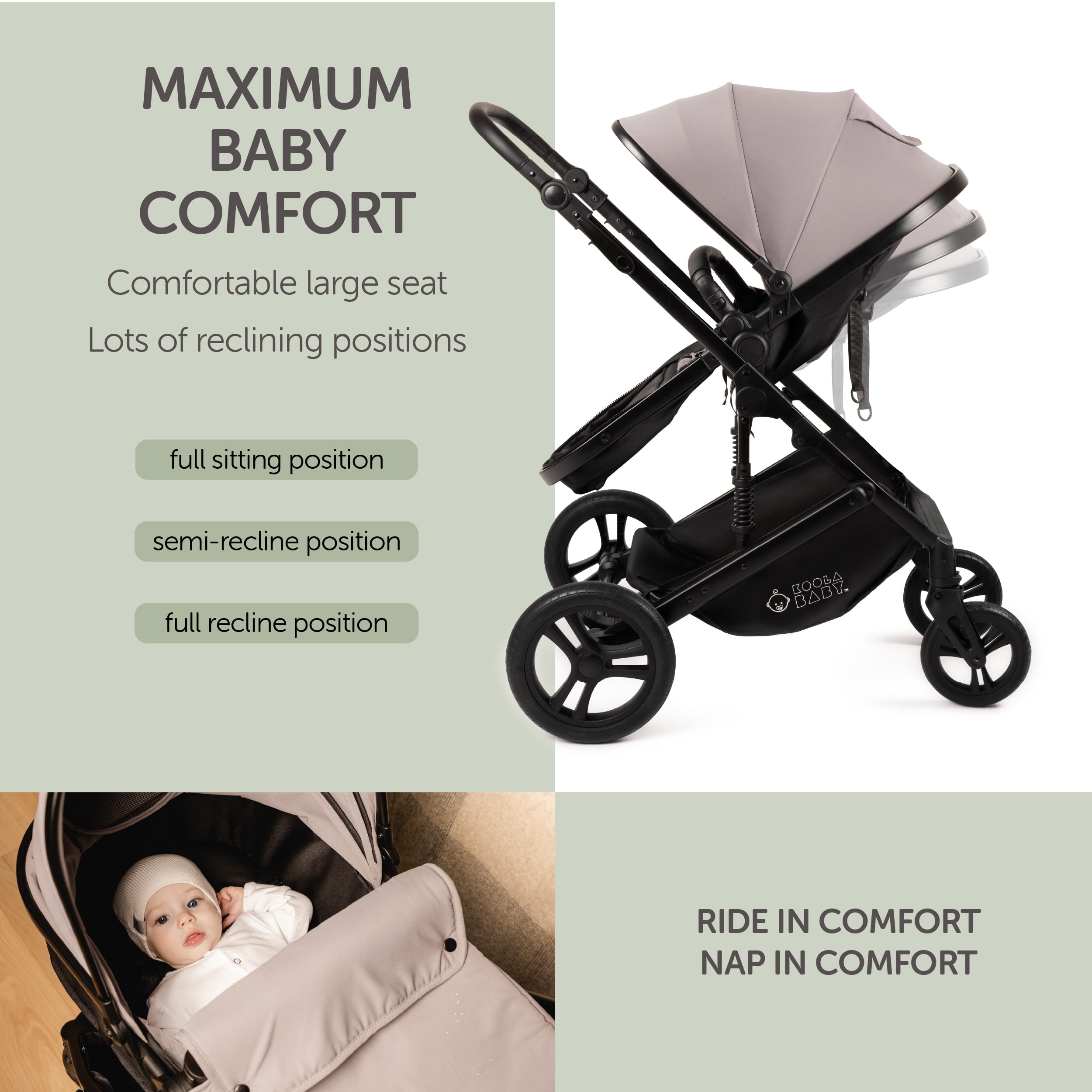 KOOLABABY 2-in-1 Foldable Stroller for Newborns and Toddlers
