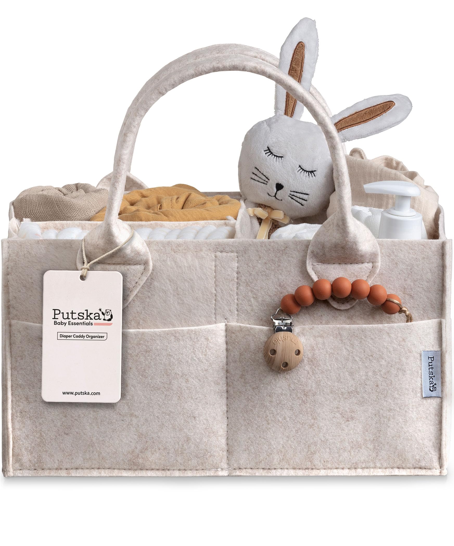 PUTSKA Portable Baby Diaper Caddy Organizer with Compartments
