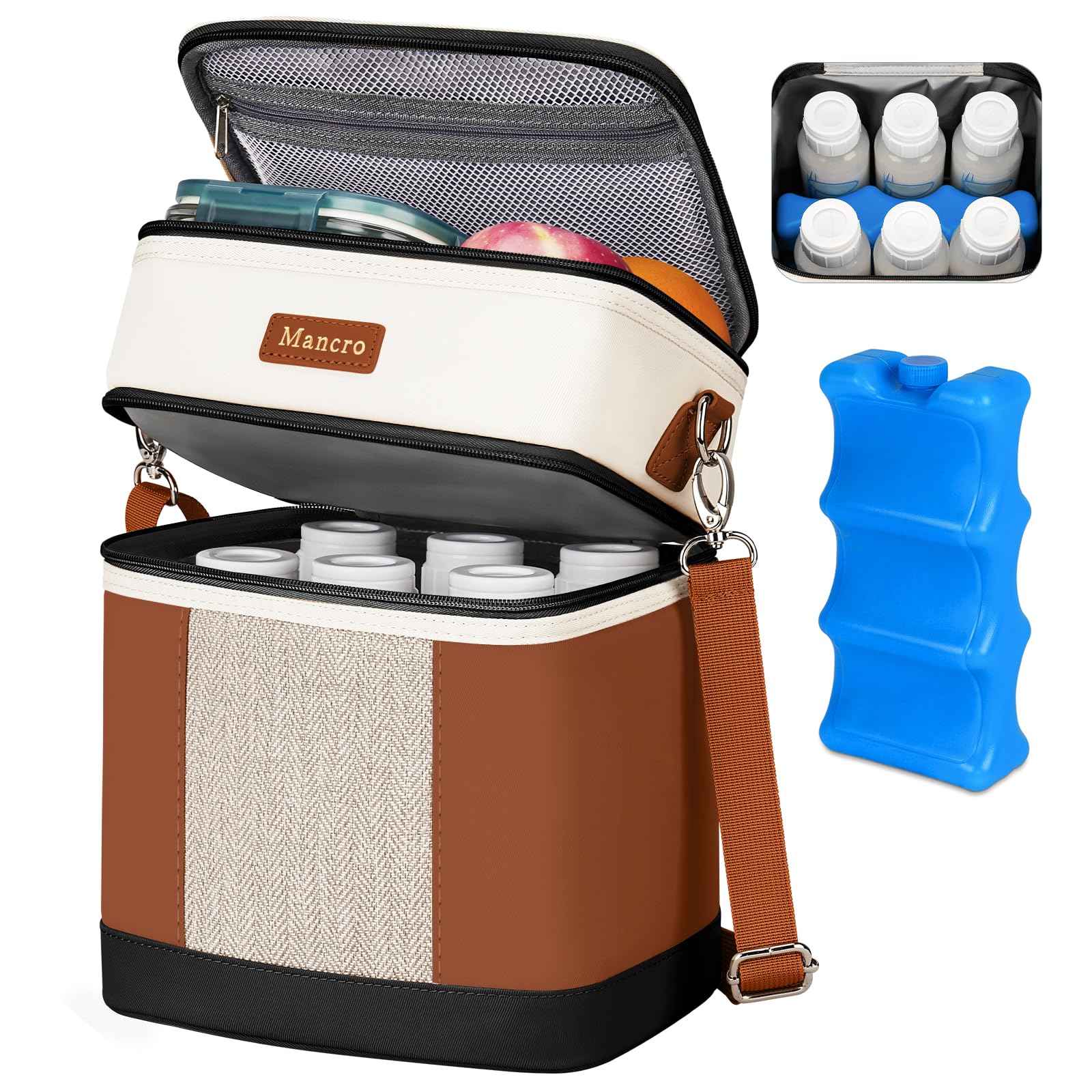 Mancro Insulated Breast Milk Cooler Bag with Ice Pack