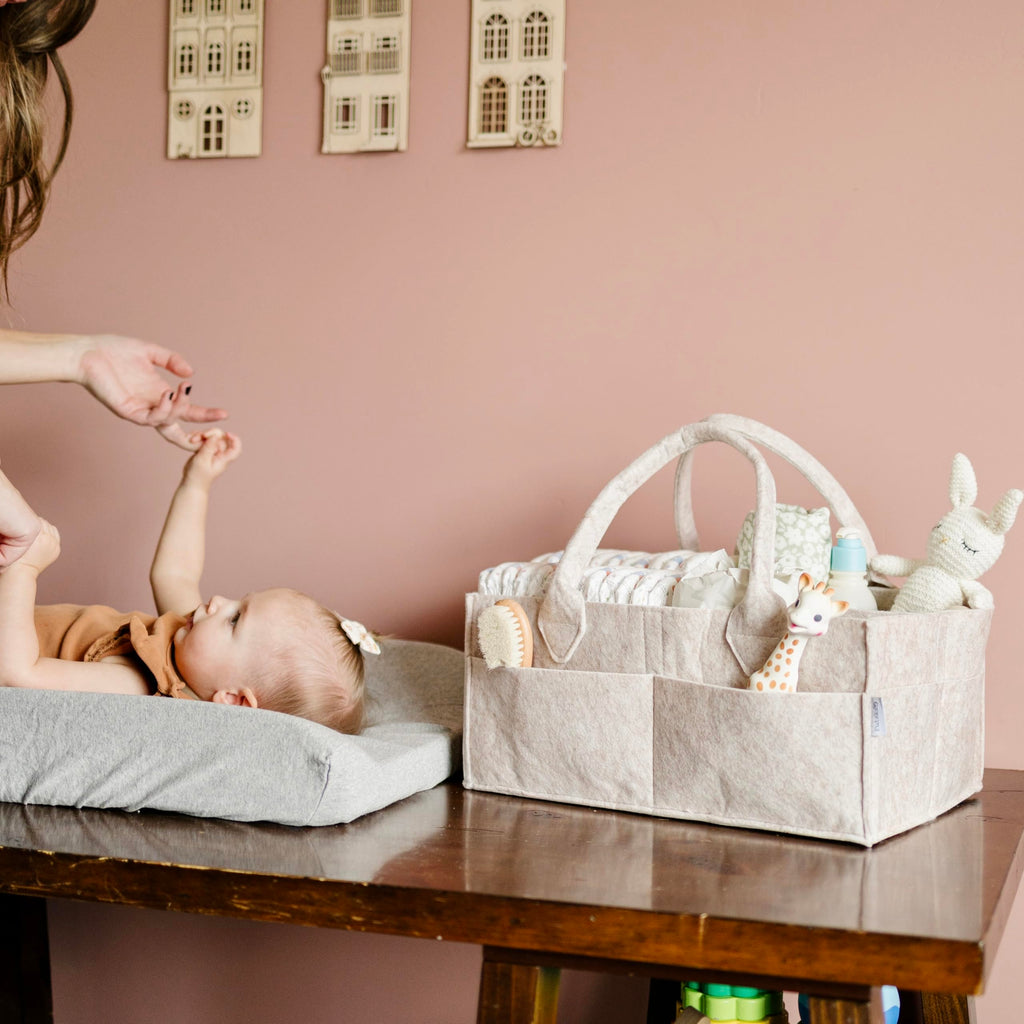 PUTSKA Portable Baby Diaper Caddy Organizer with Compartments