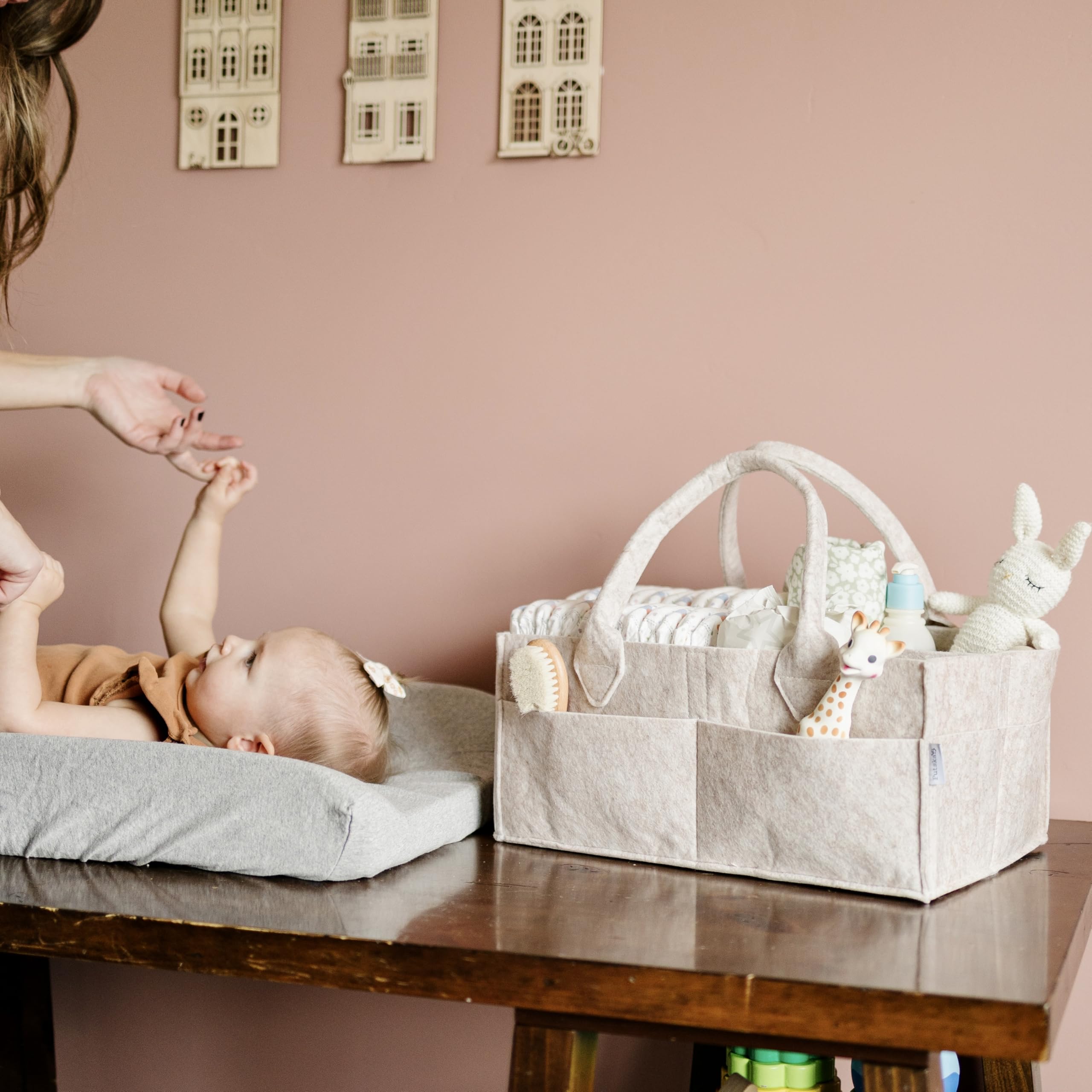 PUTSKA Portable Baby Diaper Caddy Organizer with Compartments
