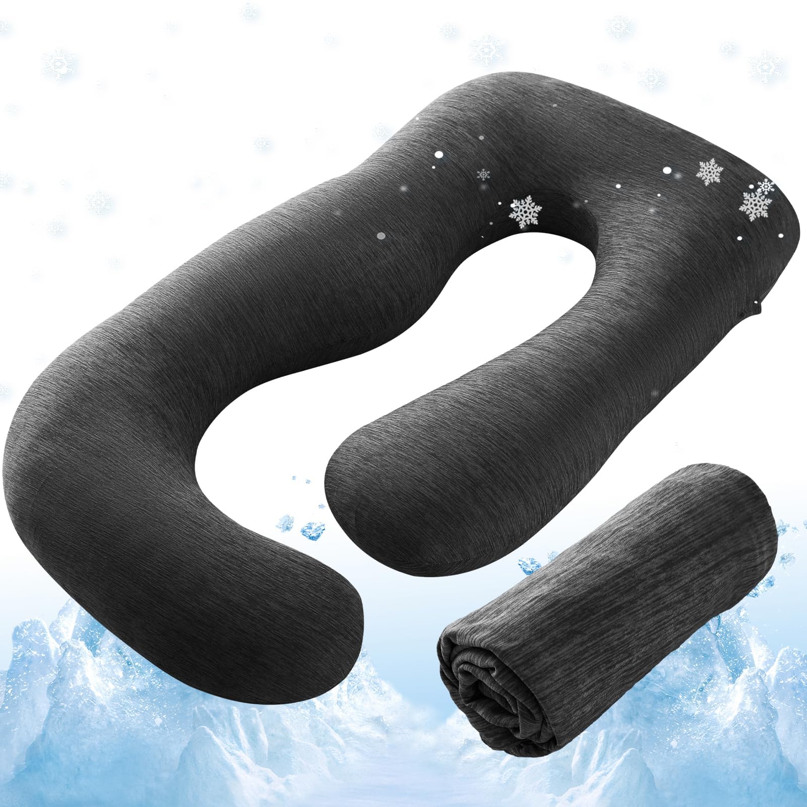 Sasttie J-Shape Cool Knit Maternity Pillow Case for Pregnant Woman