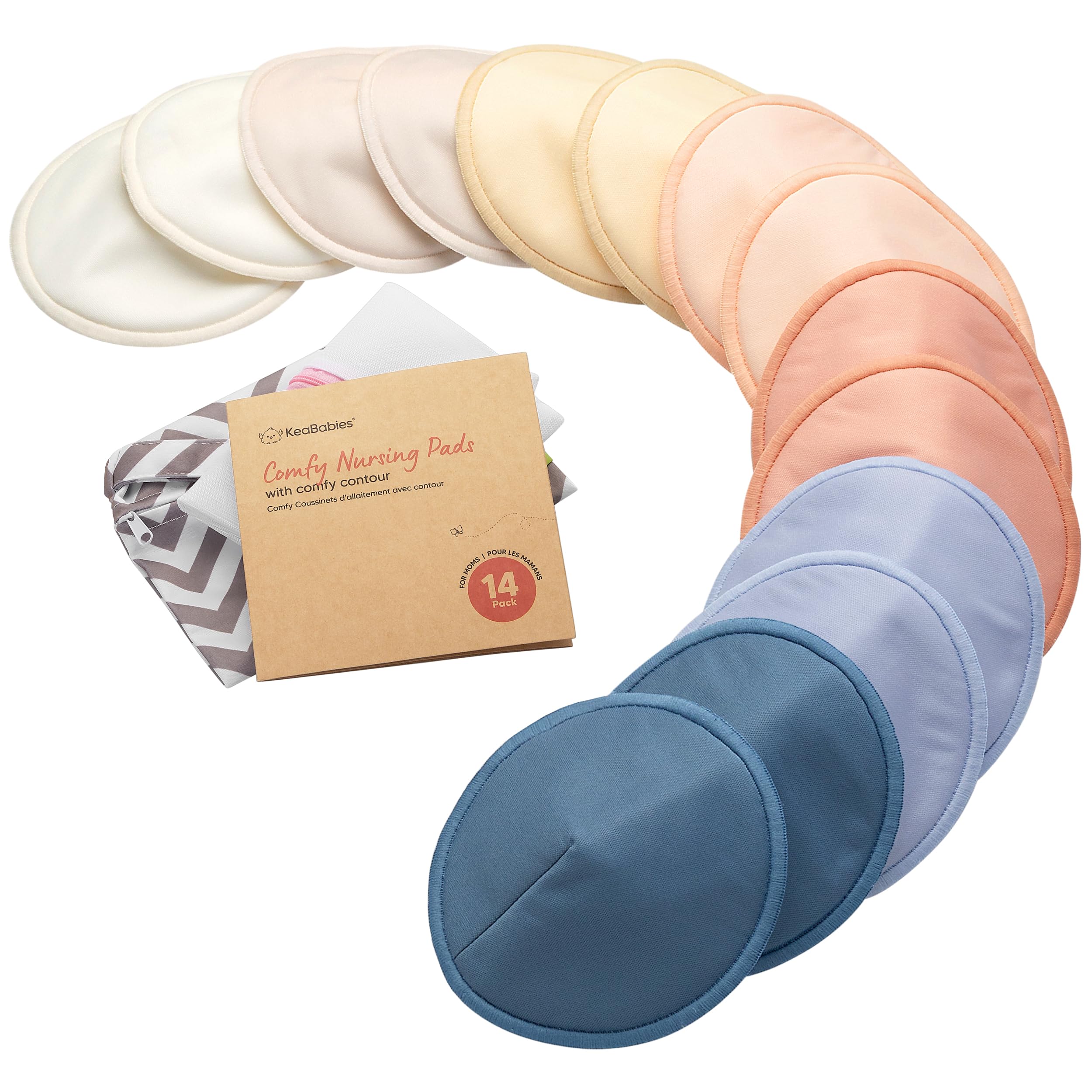 14-Pack Organic Bamboo Washable Nursing Pads with Wash Bag