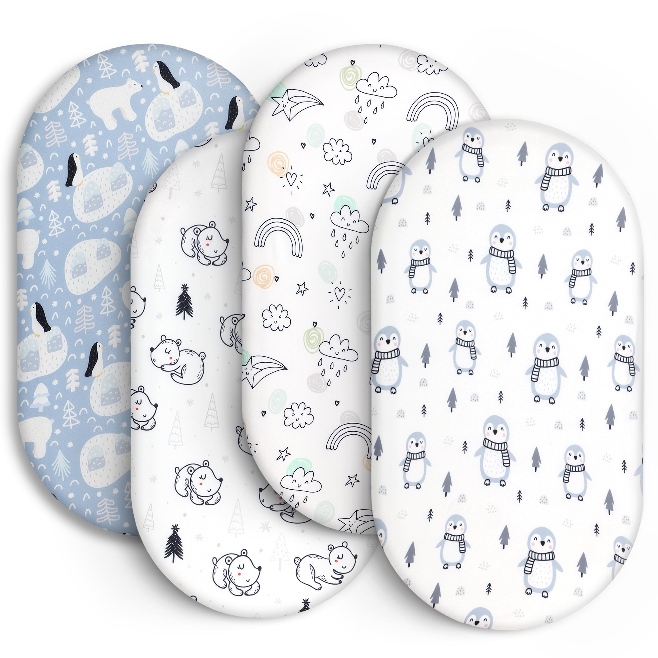 Soft Fitted Baby Bassinet Sheets with Snug Elastic Fit