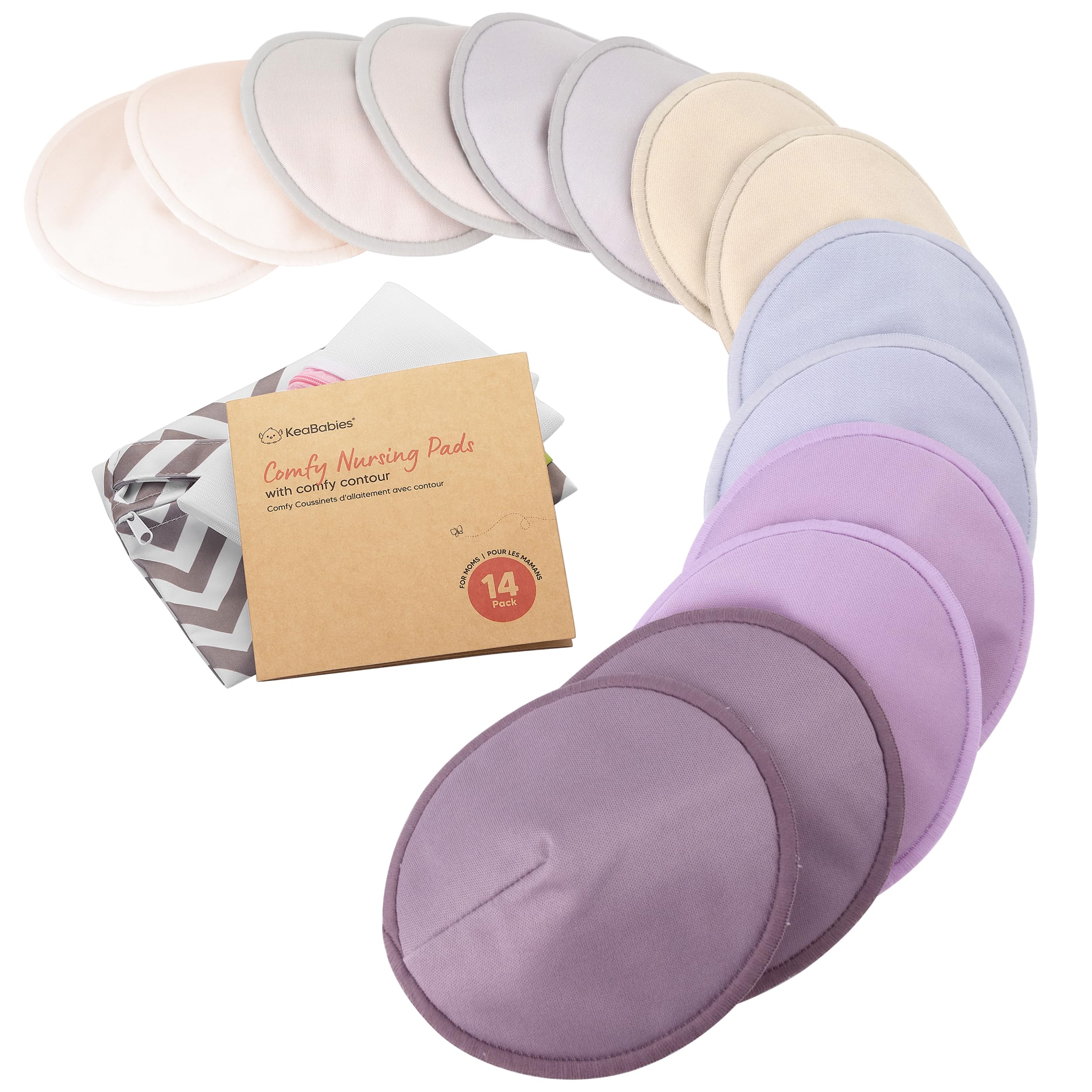 14-Pack Organic Bamboo Washable Nursing Pads with Wash Bag
