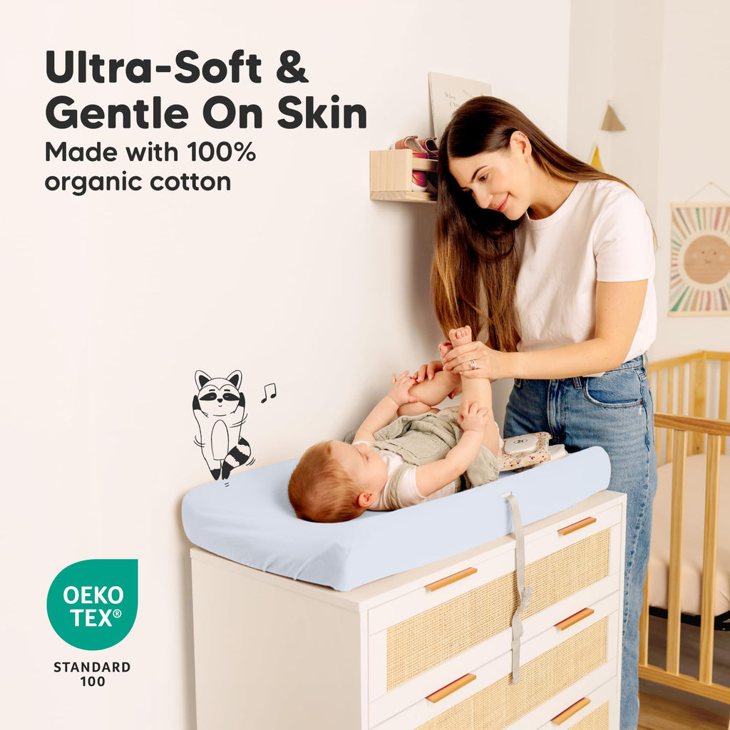 2-Pack Organic Cotton Changing Pad Covers for Babies