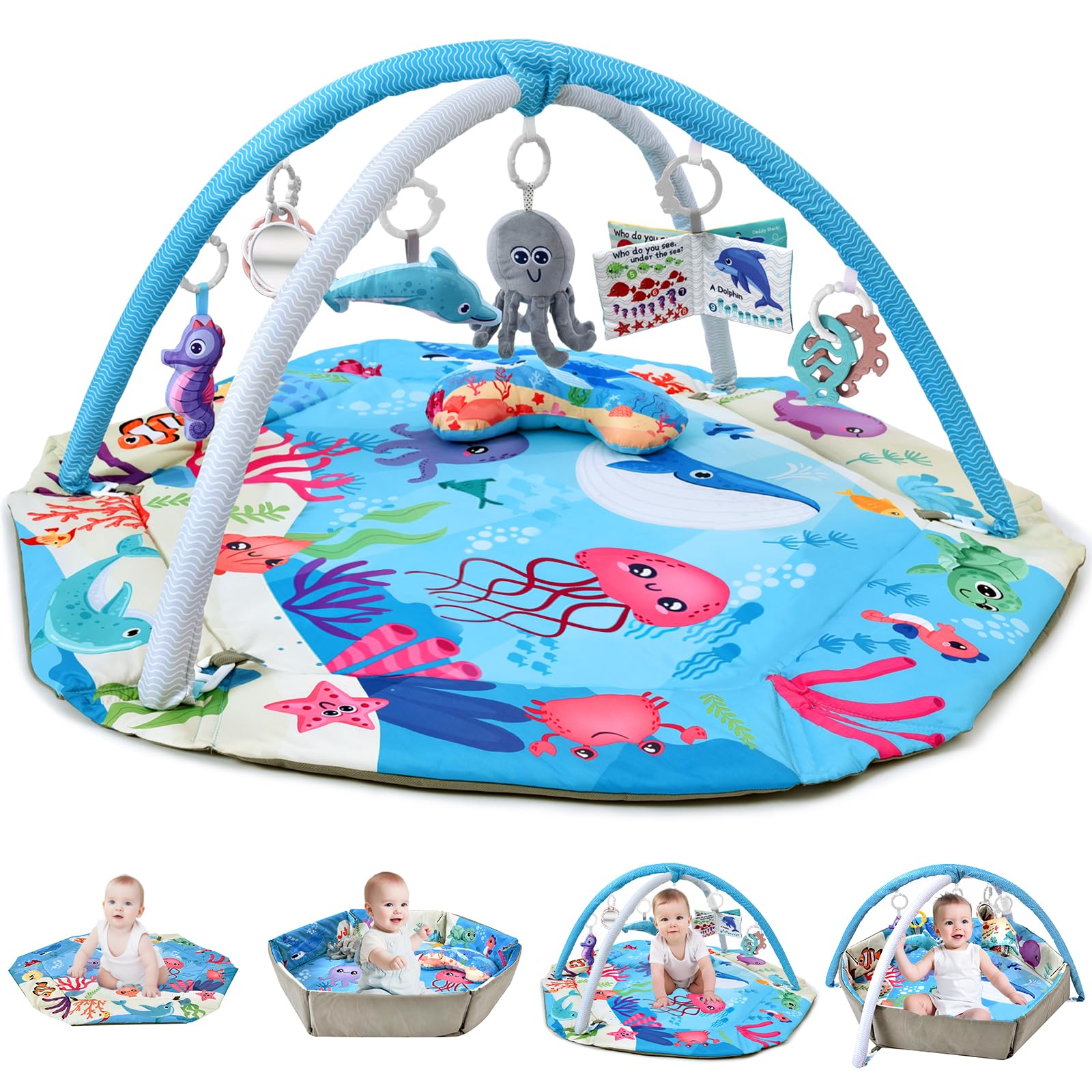 TFDER 8-in-1 Baby Gym, Tummy Time Mat and Ball Pit