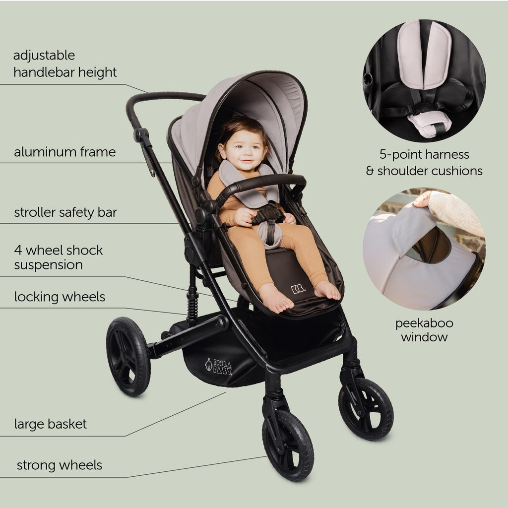 KOOLABABY 2-in-1 Foldable Stroller for Newborns and Toddlers