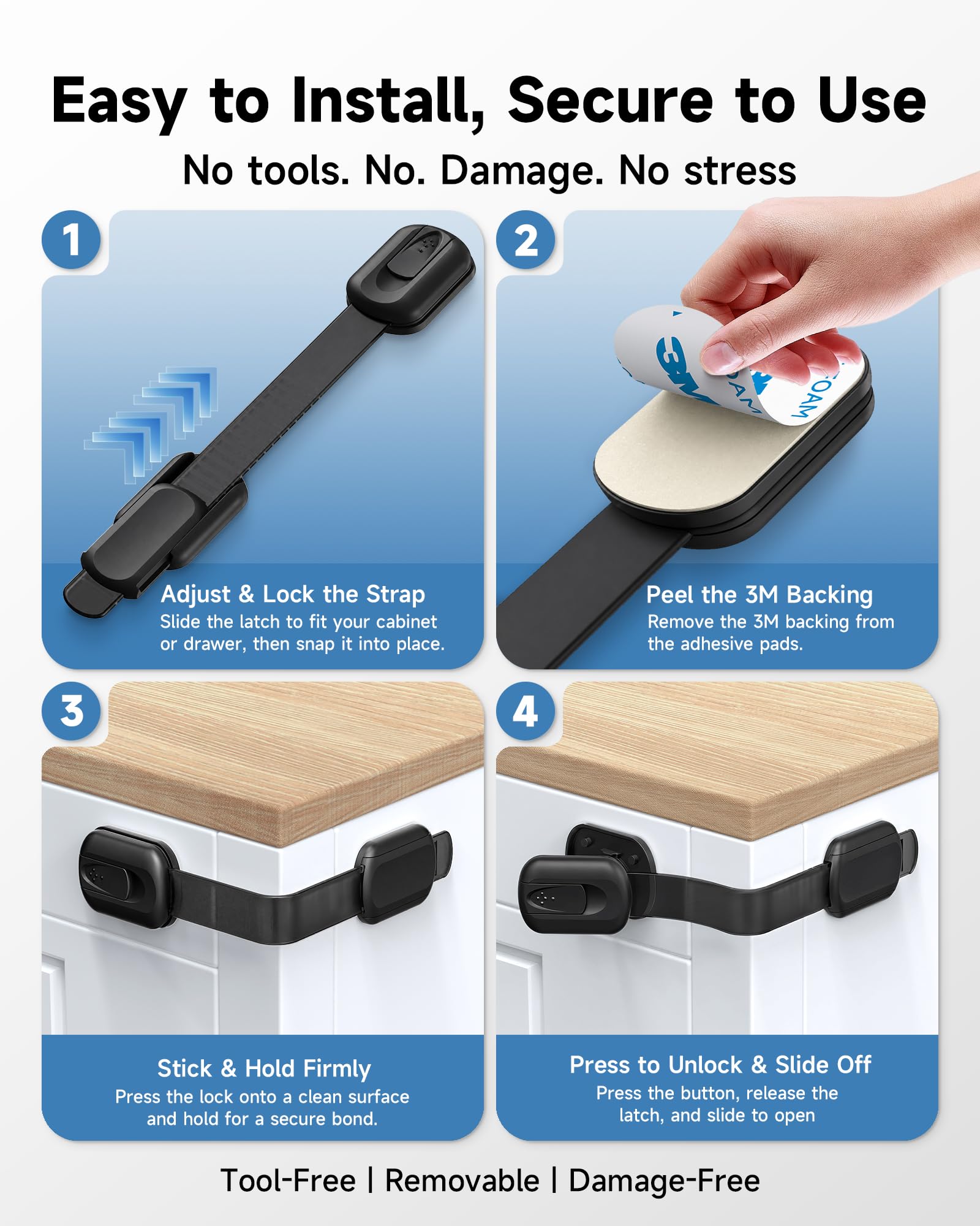 Infinno No-Drill Babyproof Cabinet and Drawer Locks