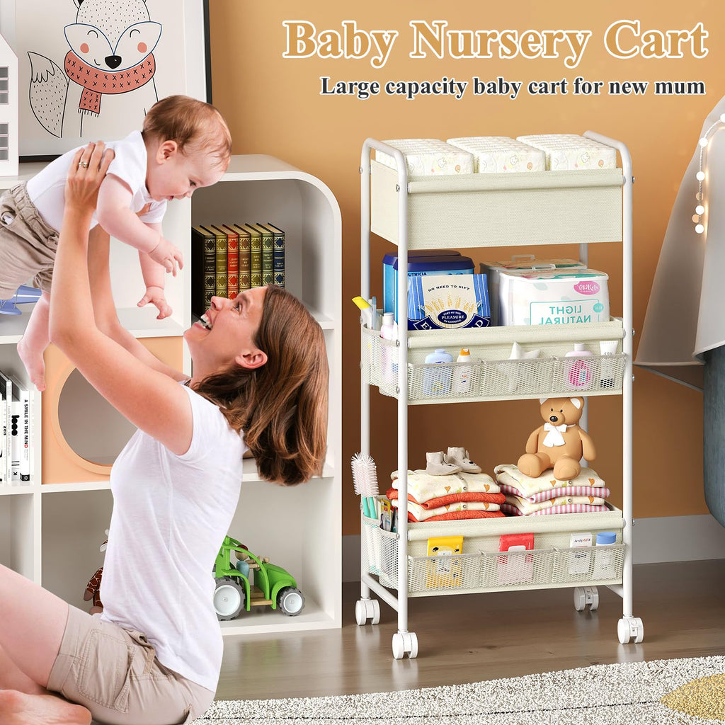 Cidaziya Rolling Baby Diaper Caddy and Storage Cart