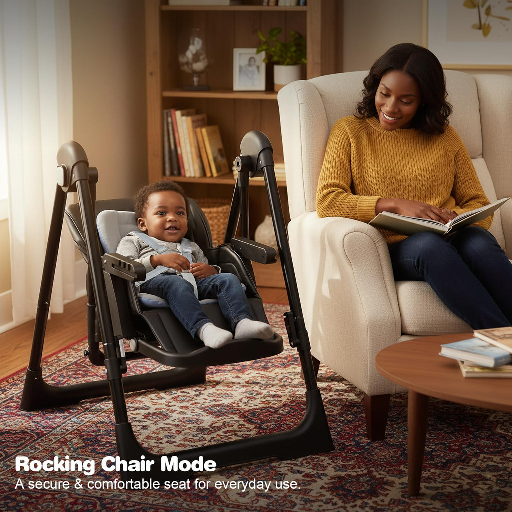 3-in-1 Foldable High Chair and Adjustable Baby Rocker