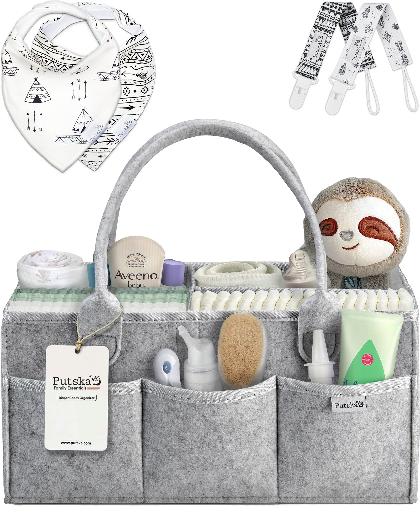 PUTSKA Portable Baby Diaper Caddy Organizer with Compartments
