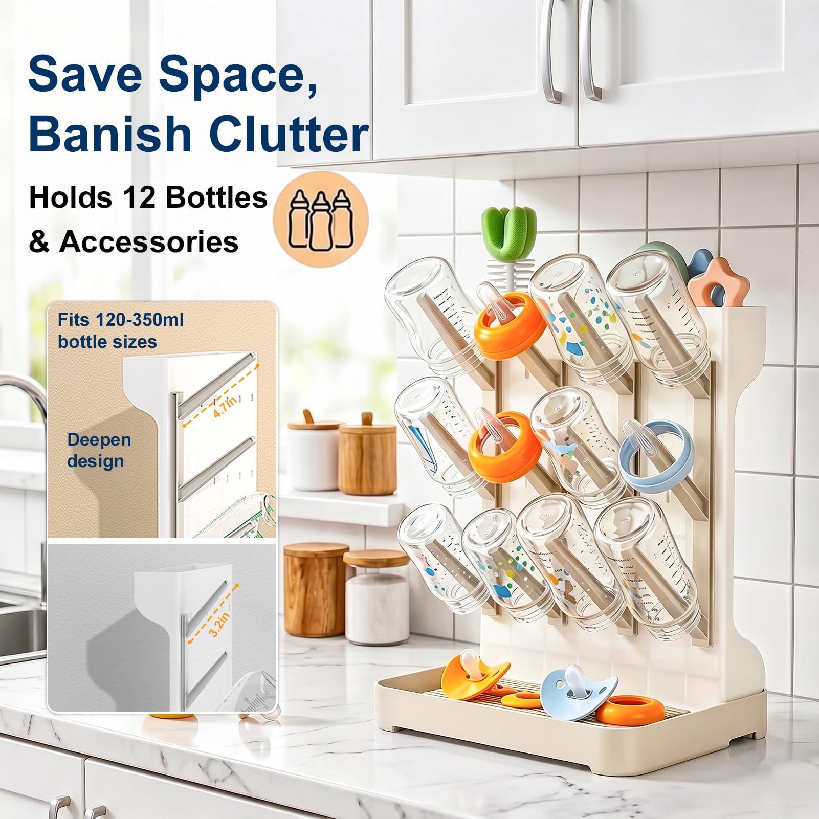 GoMaihe Space-Saving Vertical Baby Bottle Drying Rack