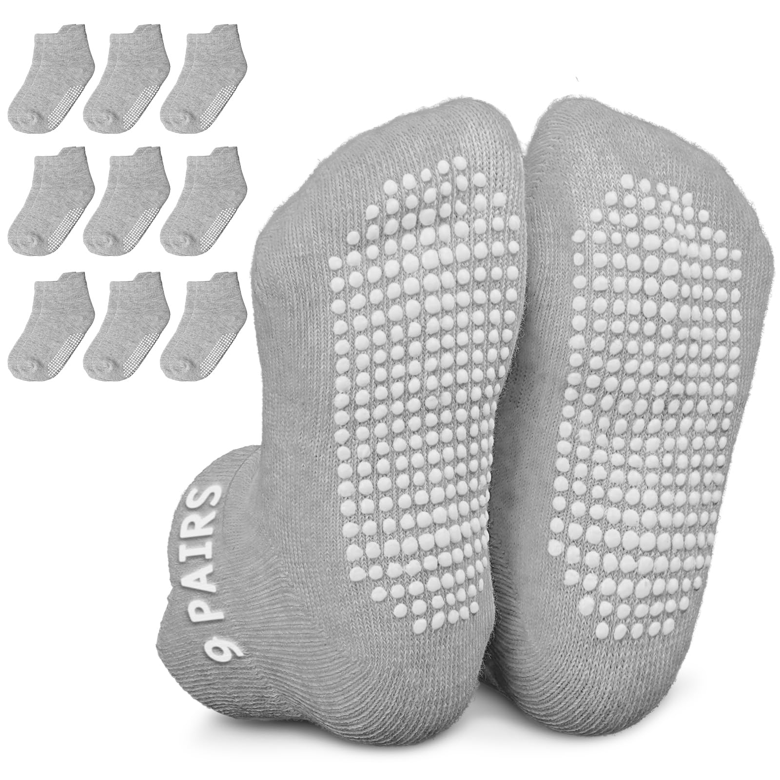 Infinno 9-Pair Non-Slip Grip Socks for Babies & Kids