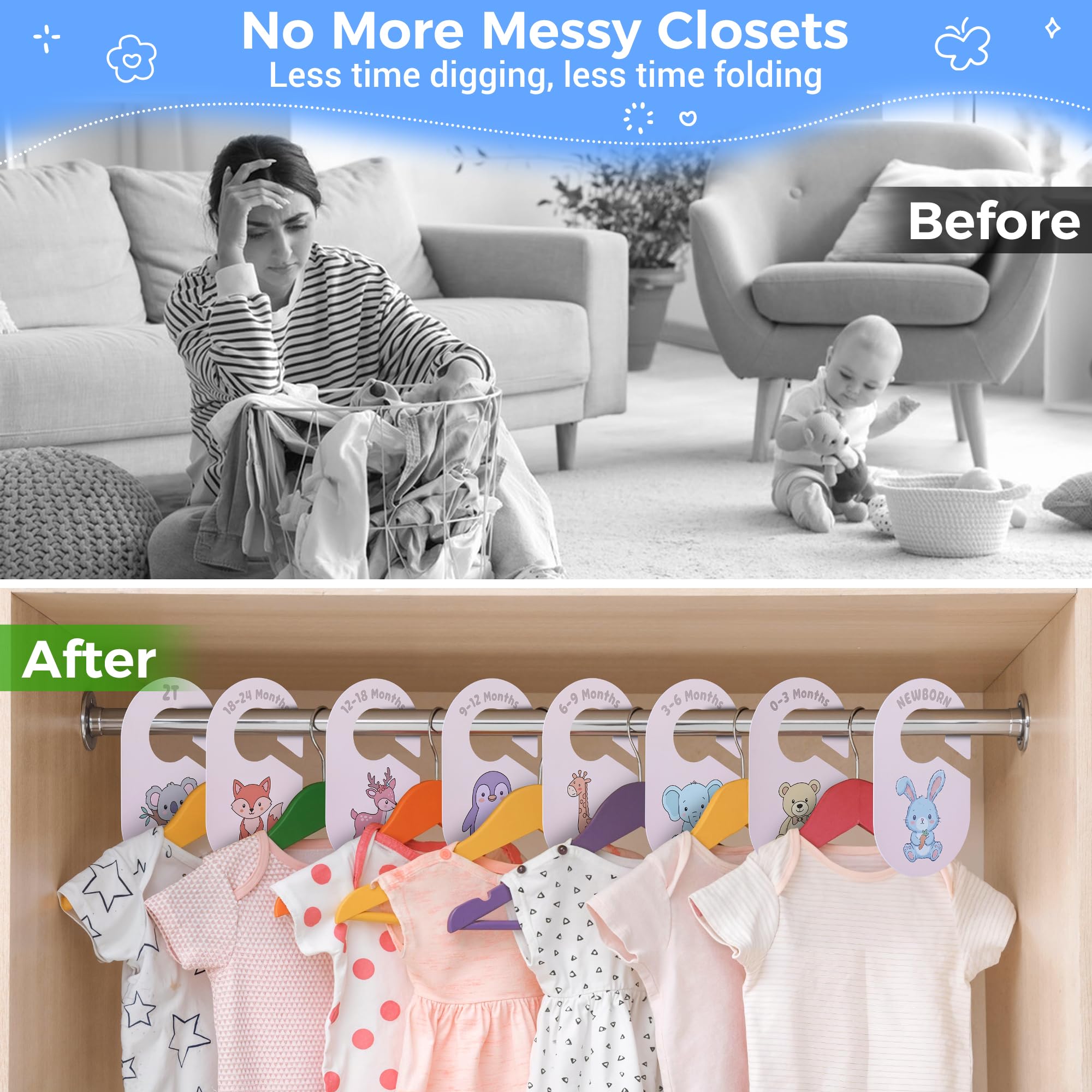 COOLBEBE Double-Sided Baby Closet Dividers