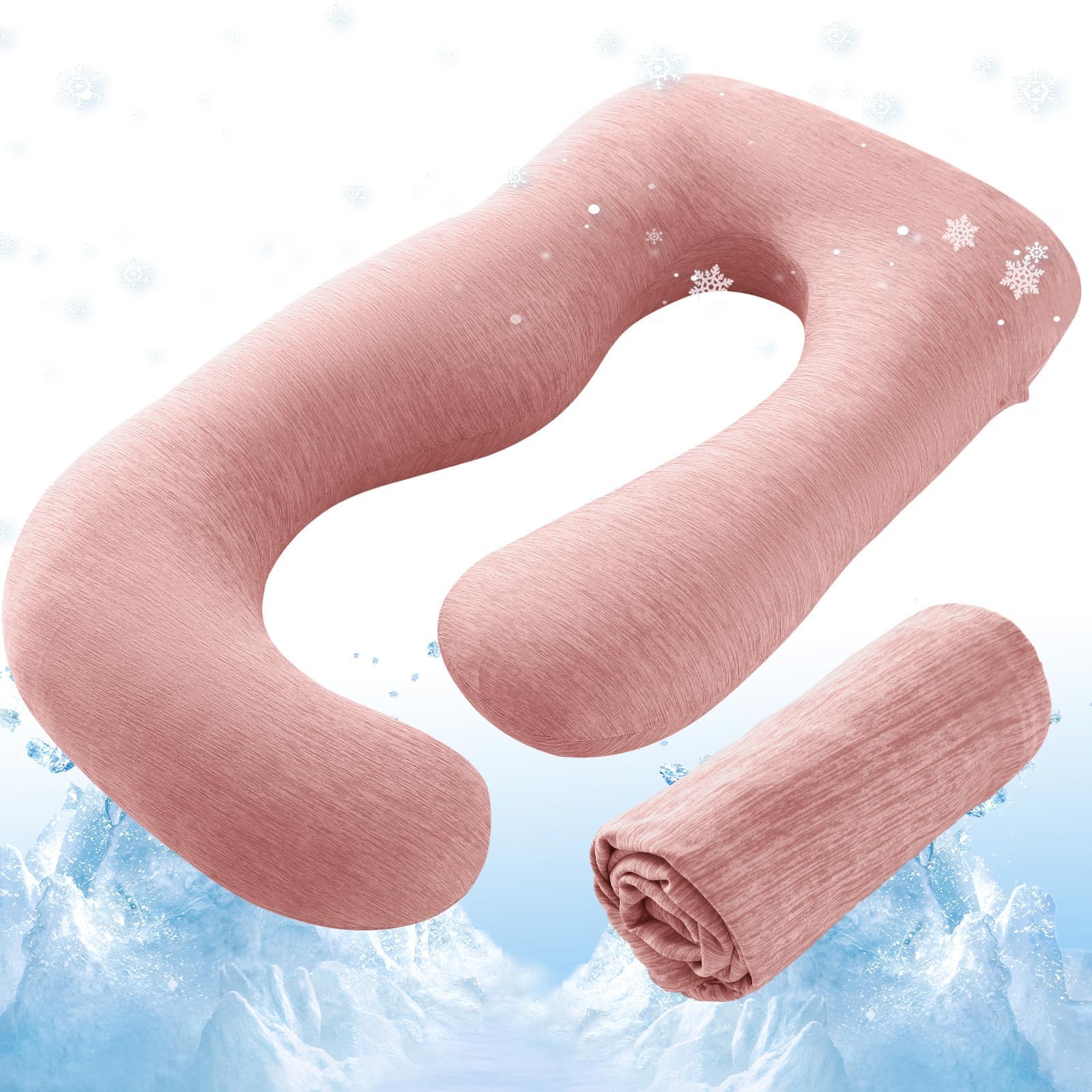 Sasttie J-Shape Cool Knit Maternity Pillow Case for Pregnant Woman