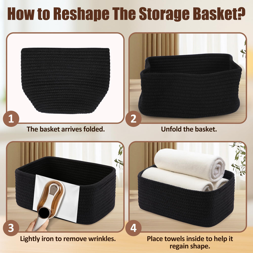 VIRETH HAUS 5-Pack Woven Rope Nursery Storage Baskets