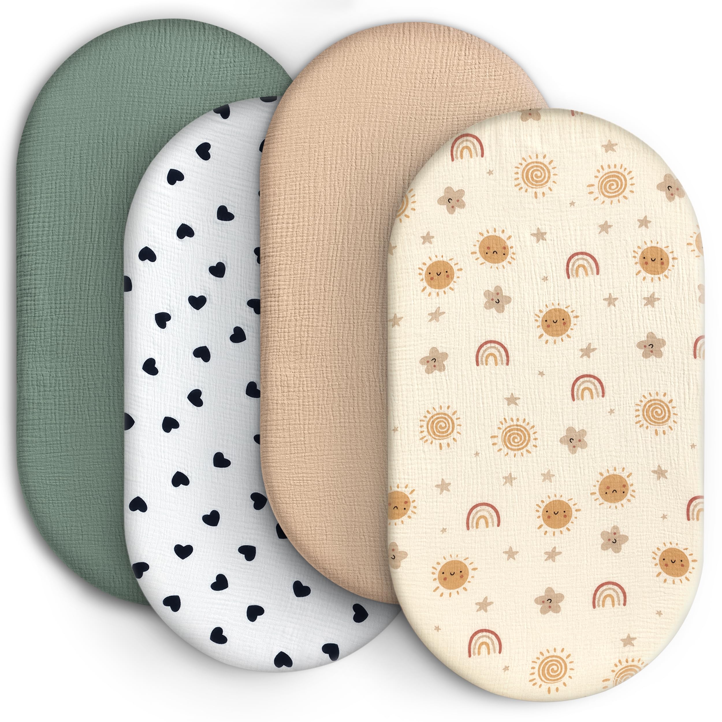 Soft Fitted Baby Bassinet Sheets with Snug Elastic Fit