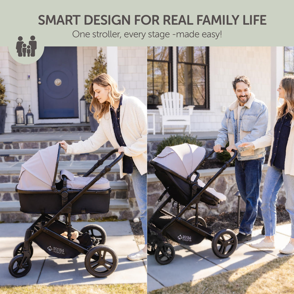 KOOLABABY 2-in-1 Foldable Stroller for Newborns and Toddlers