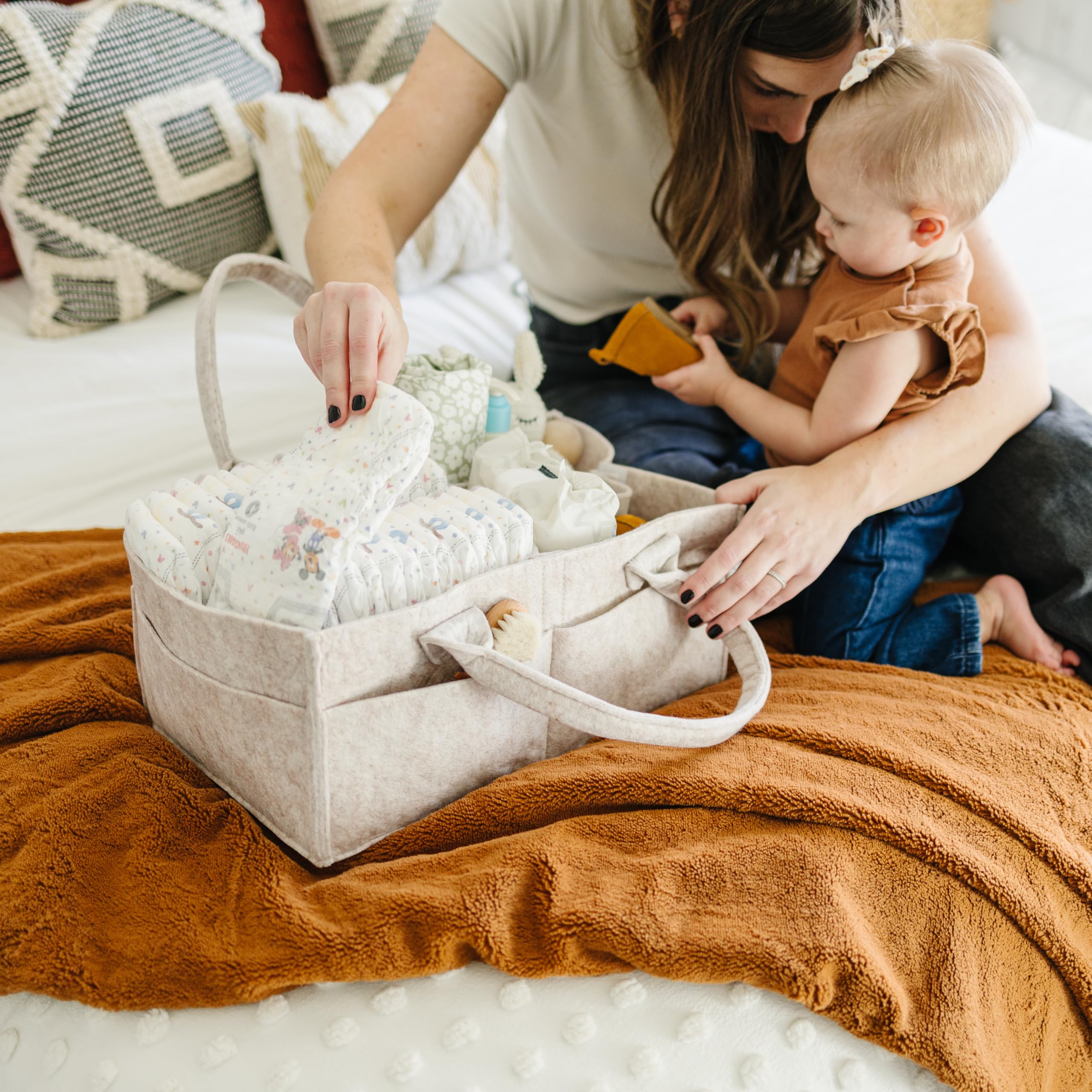 PUTSKA Portable Baby Diaper Caddy Organizer with Compartments