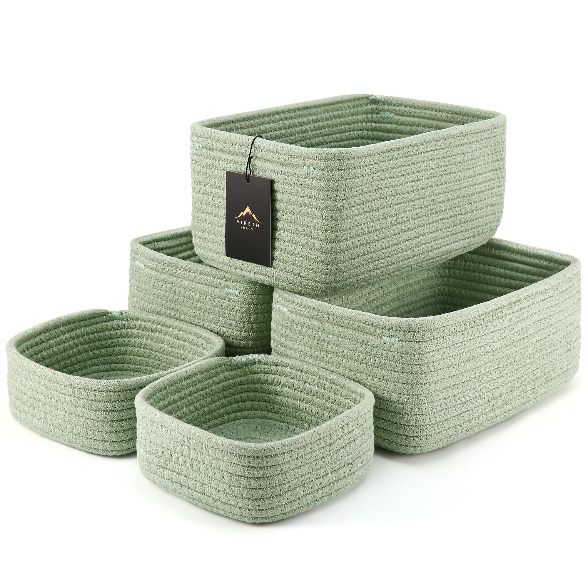 VIRETH HAUS 5-Pack Woven Rope Nursery Storage Baskets