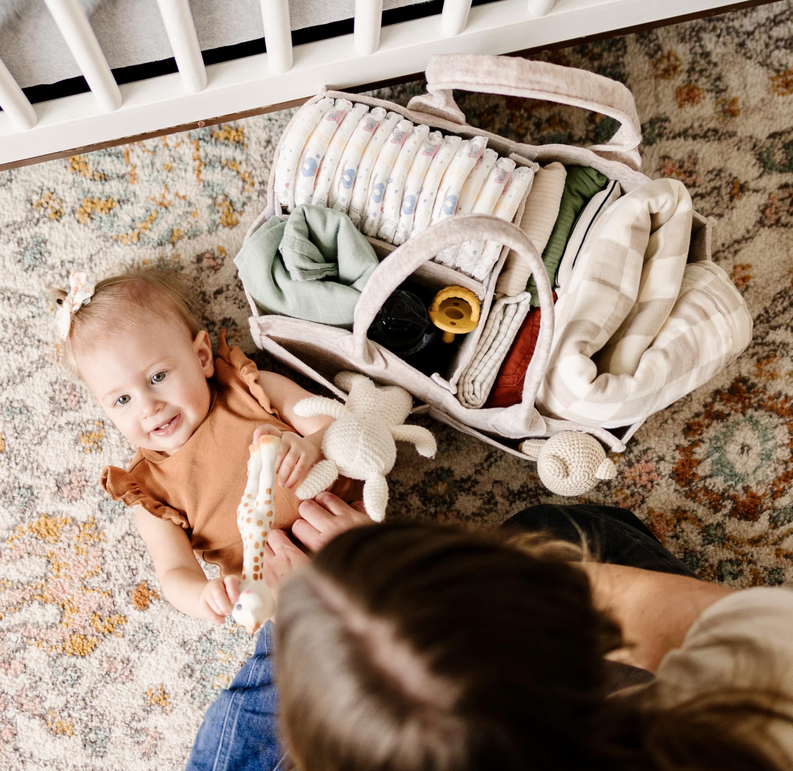 PUTSKA Portable Baby Diaper Caddy Organizer with Compartments